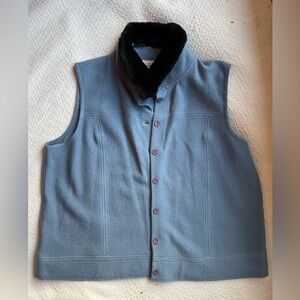 Talbots 100% Wool Vest with Faux Fur Collar | Dusty Blue